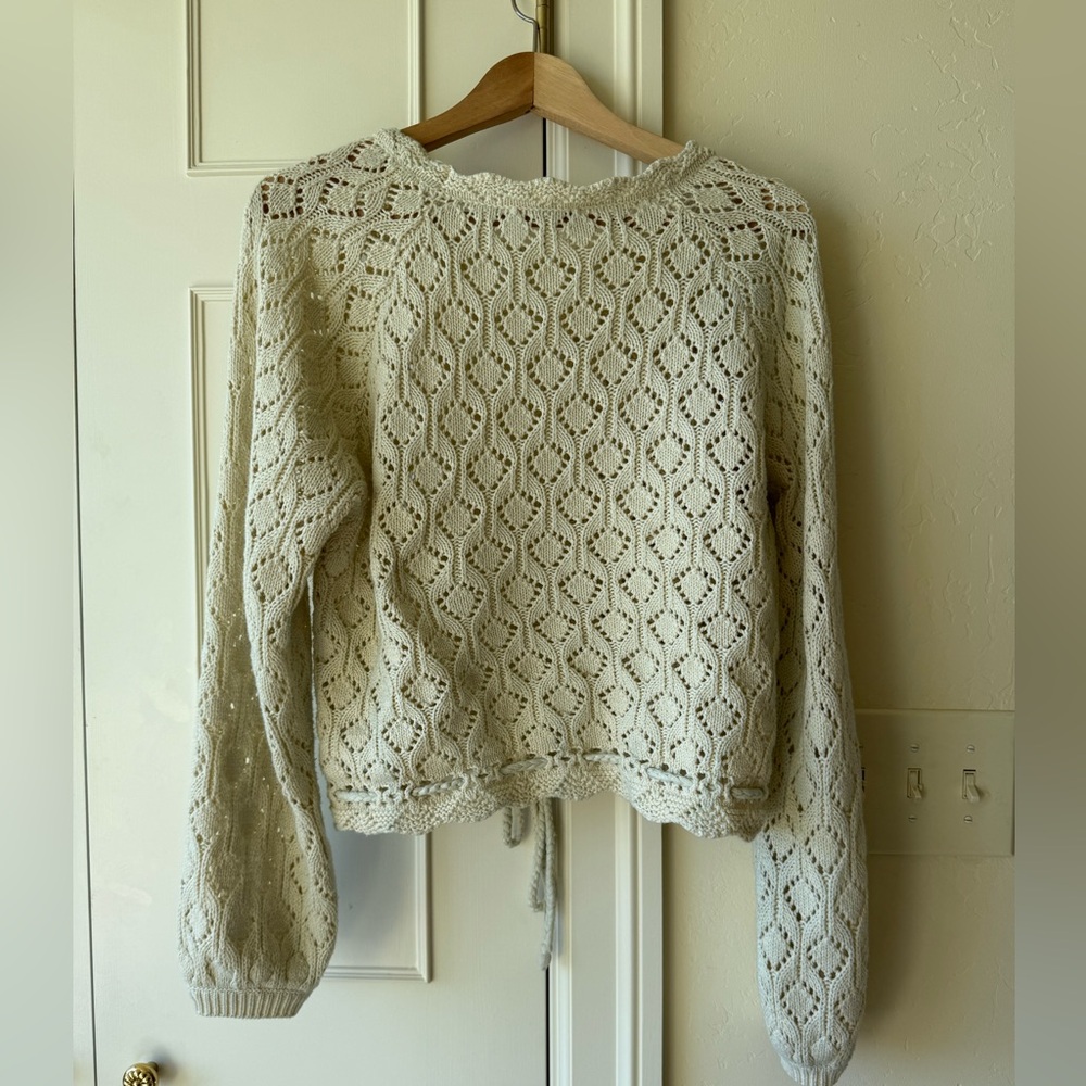 MARINE LAYER Manzanita Crochet Fringe Sweater Size M - Picture 8 of 8